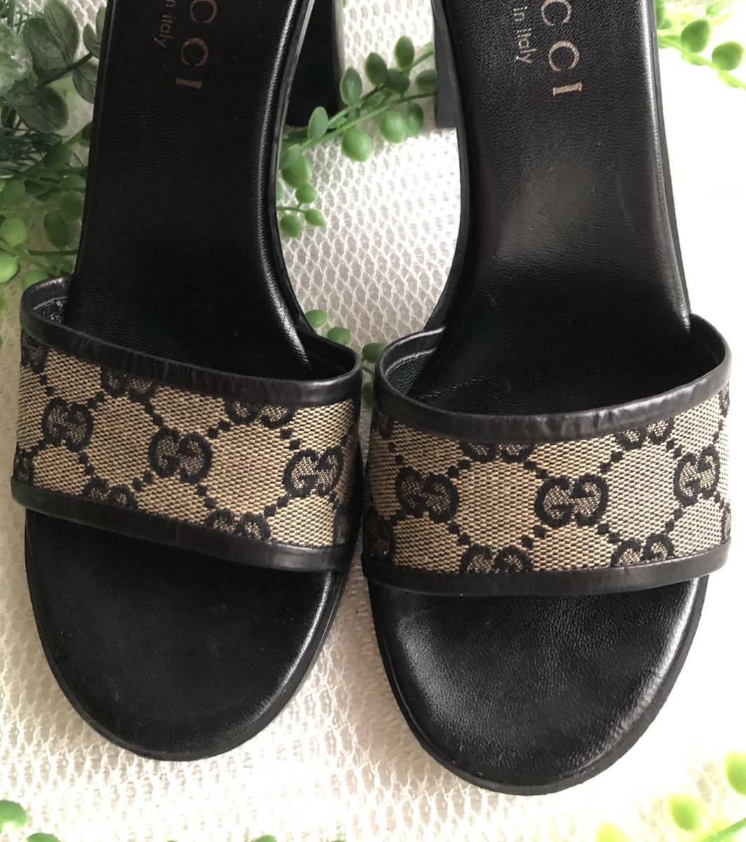 越後水草】◇GUCCI◇グッチ◇GG柄 キャンバス◇チャンキーヒール
