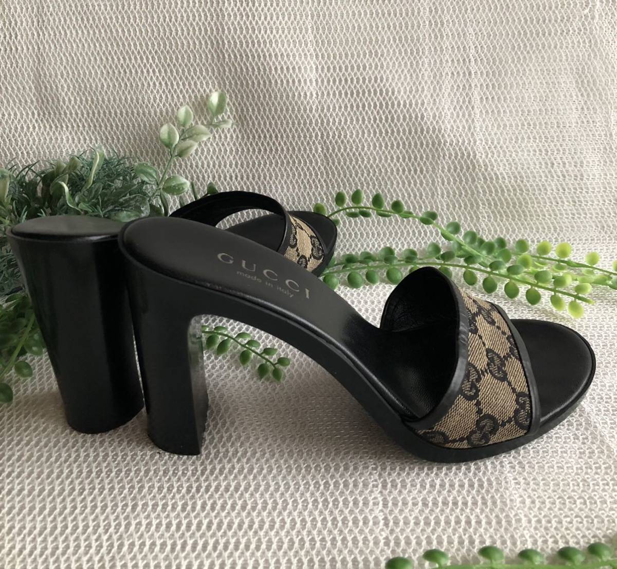 越後水草】◇GUCCI◇グッチ◇GG柄 キャンバス◇チャンキーヒール