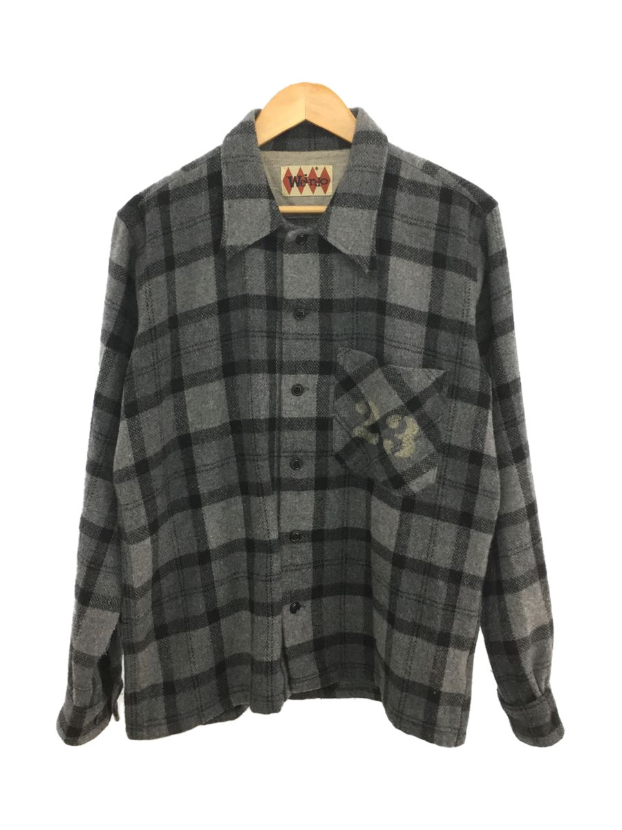 WEIRDO◆長袖シャツ/XL/ウール/GRY/チェック/WRD-14-AW-22