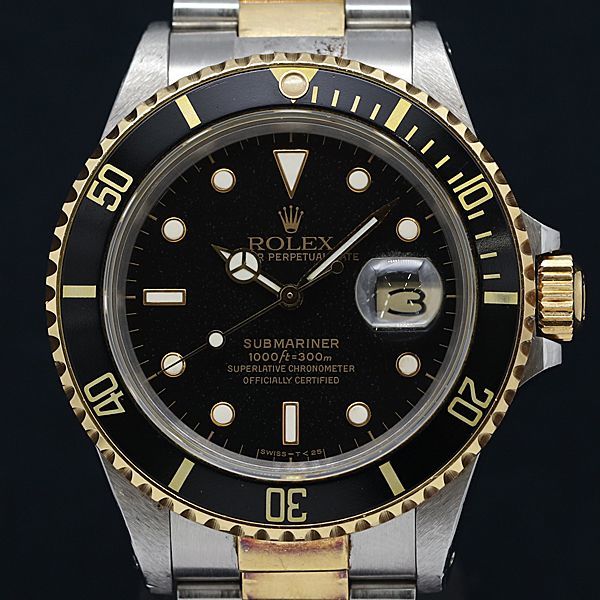 1円 稼働 良品 ロレックス サブマリーナー オイスターパーペチュアルデイト 16803 SS×YG AT/自動巻 黒文字盤 メンズ腕時計 KOR 5731990
