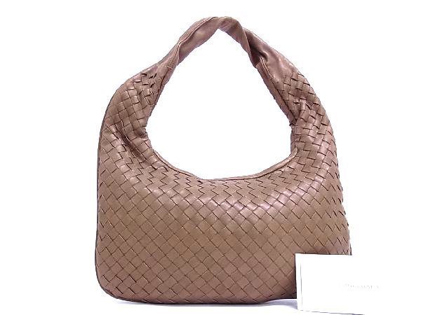 1円 ■極美品■ BOTTEGA VENETA ボッテガヴェネタ イントレチャート レザー ワンショルダーバッグ ハンドバッグ ライトブラウン系 AP0786