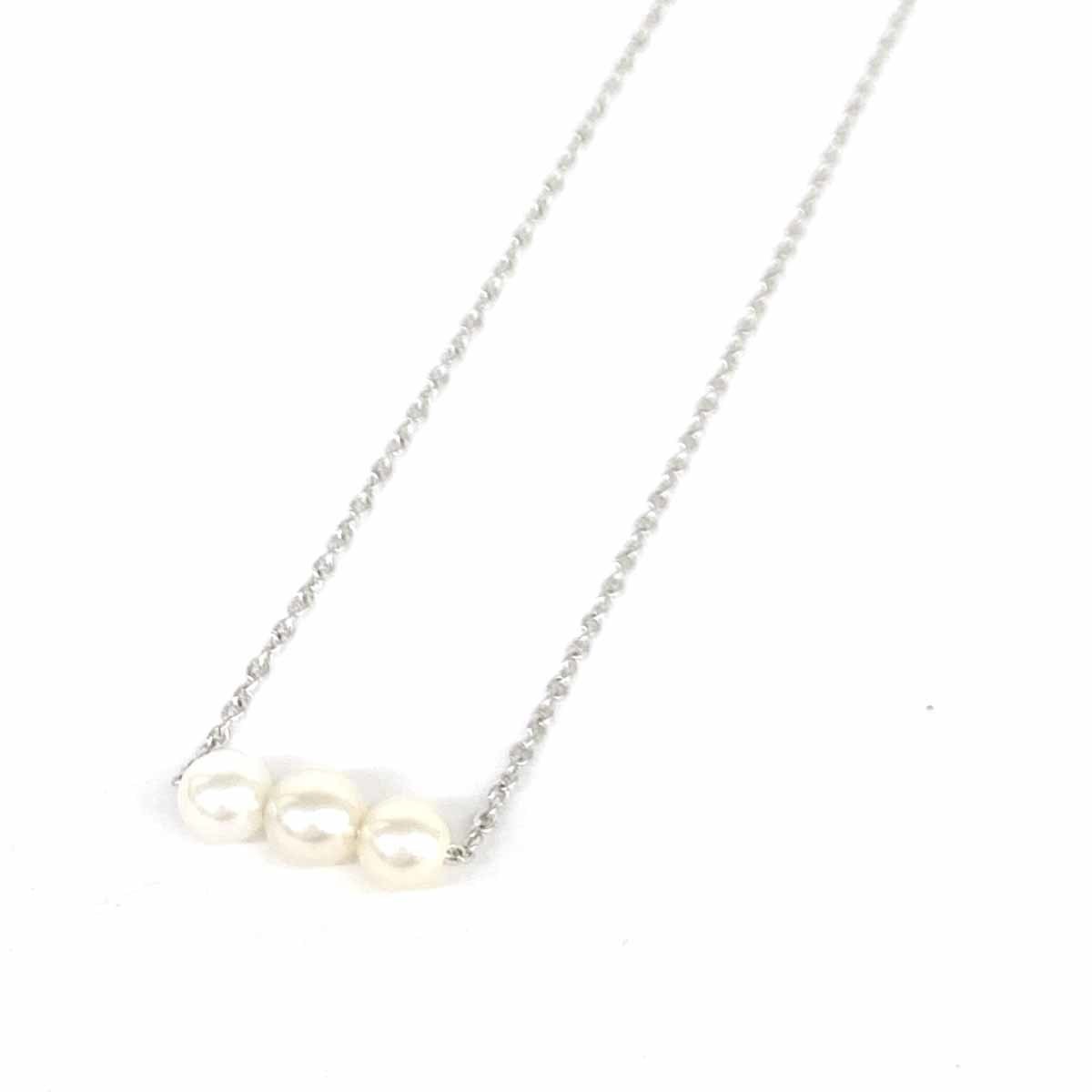良好◆田崎真珠 タサキシンジュ SVネックレス◆ ホワイト×シルバー ベビーパール3粒 レディース ペンダント accessory アクセサリー