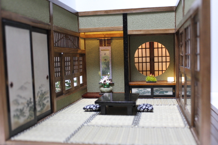 ☆富士山と日本庭園が見える和室六畳1/12のドールハウス☆