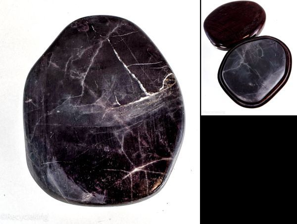 中国 水巌 端渓 氷裂紋 硯板 唐木硯箱入 石紋 唐硯 文房四宝 中國書道 時代 唐物 書道具 コレクション品 文物 20230702-10