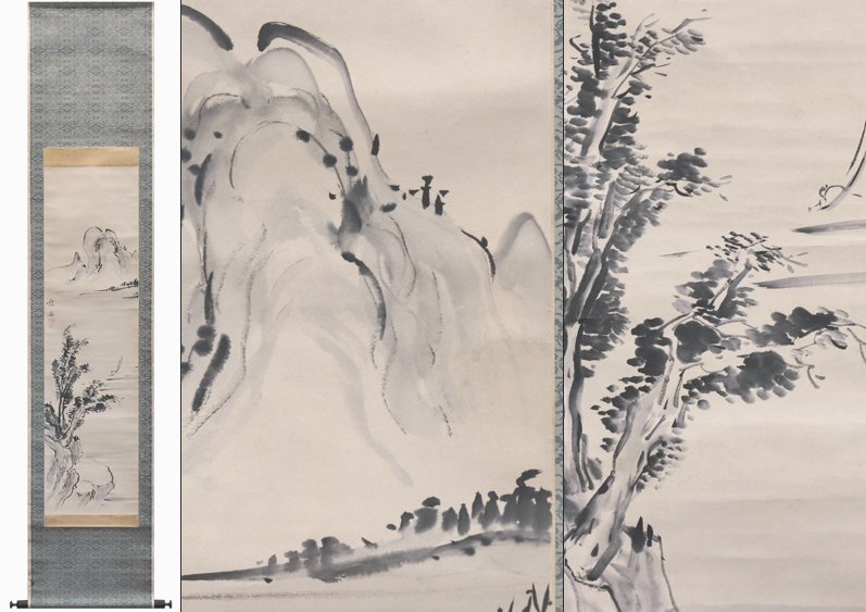 ∇花∇江戸時代文人画家 池大雅 無名 真筆 紙本水墨 層巒塁翠図 1905年
