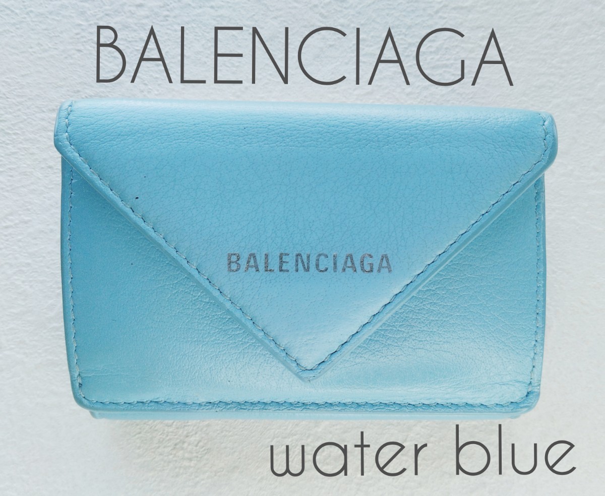 BALENCIAGA バレンシアガ 財布 水色 ブルー ペーパーミニウォレット