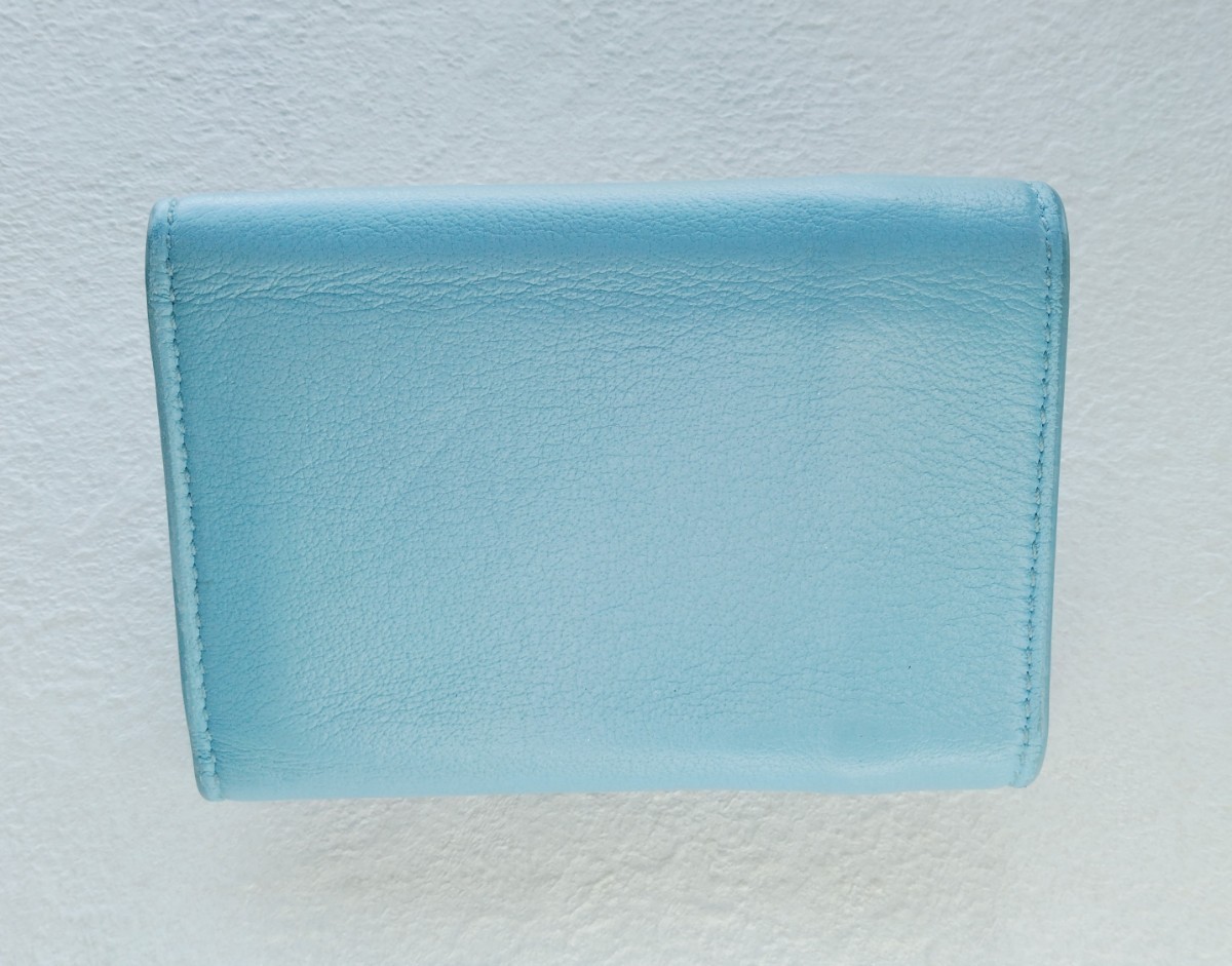 BALENCIAGA バレンシアガ 財布 水色 ブルー ペーパーミニウォレット