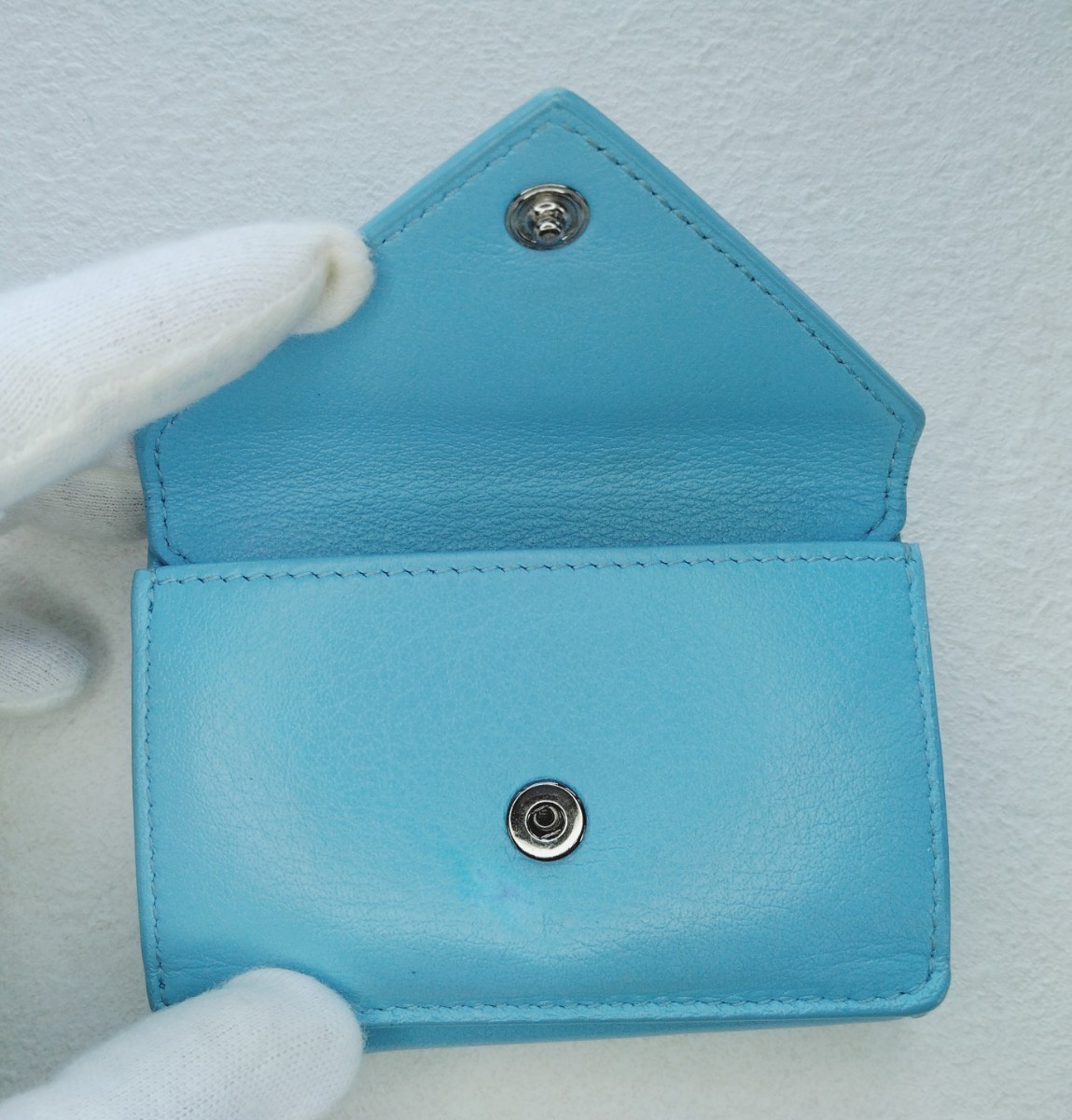 BALENCIAGA バレンシアガ 財布 水色 ブルー ペーパーミニウォレット