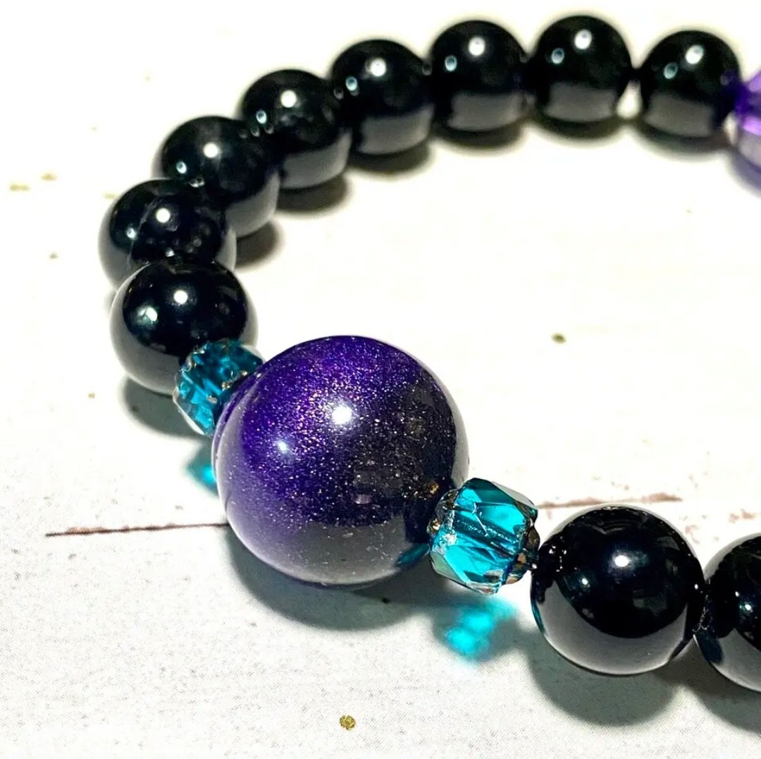 ジェネシスブレスレットNo.7ギベオン隕石　ムオニオナルスタ隕石　超高波動石