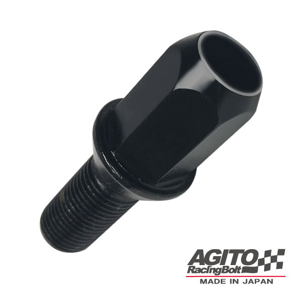 【20本セット】AGITO レーシングボルト 17HEX M14xP1.5 首下35mm 60°テーパー座 クロモリ /ブラック ベンツ