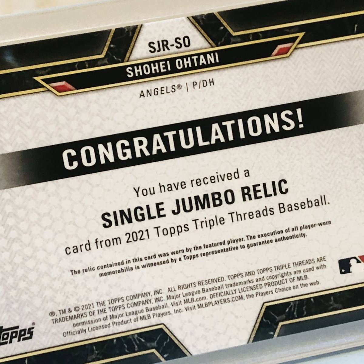 ☆世界に48枚☆ レア大谷翔平 topps ユニフォームパッチ カード