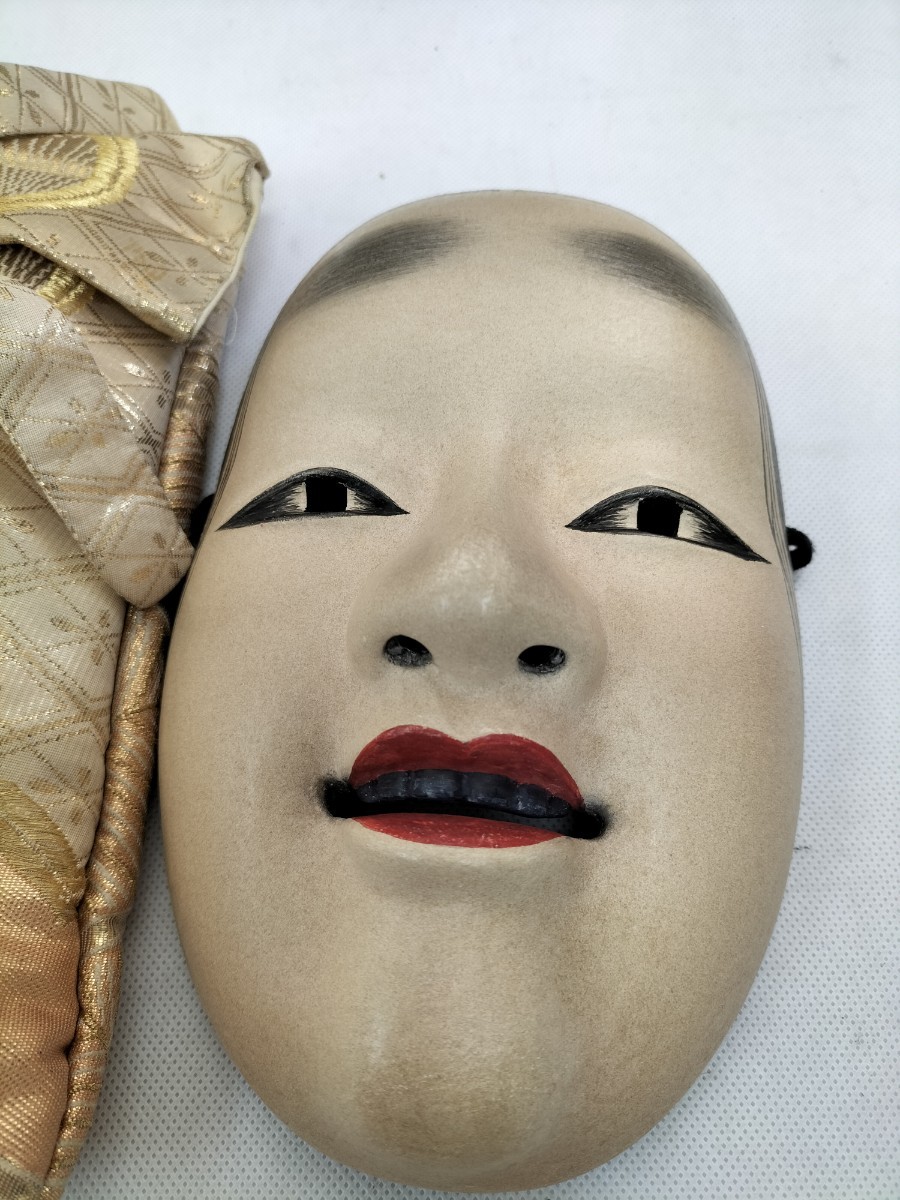 万媚 遊山 木彫面 能面 小面 古美術品 狂言神楽能楽雅楽能面