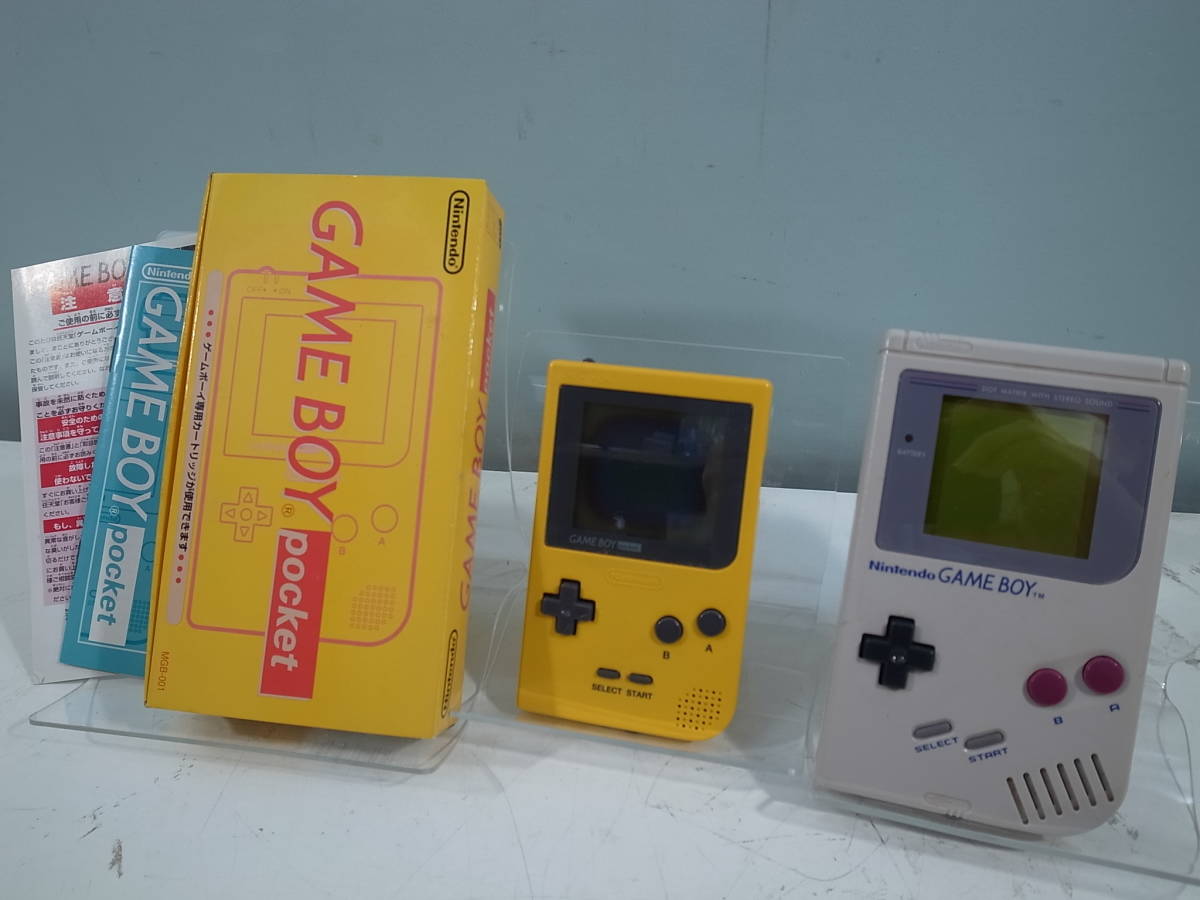 □ジャンク GAME BOY pocket イエロー MGB-001/GAME BOY DMG-01 ゲームボーイ ※通電のみ確認