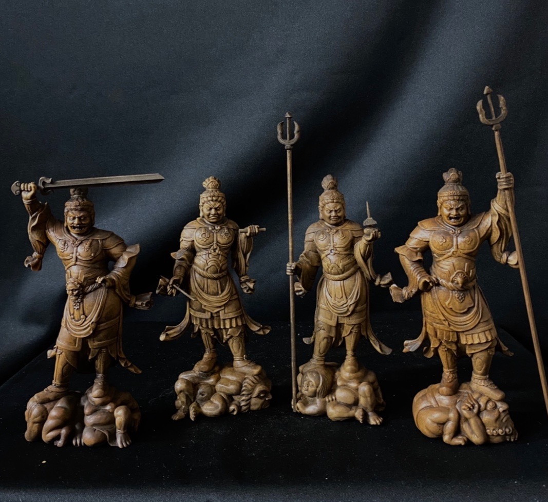 仏教工芸品 総柘植材 時代彫刻 古美術 木彫仏教 精密彫刻 仏師で