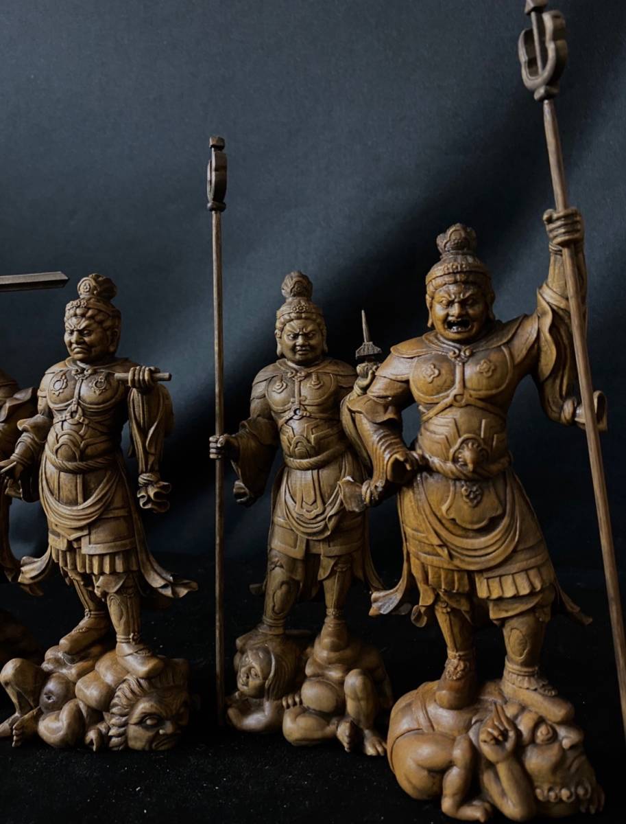 仏教工芸品 総柘植材 時代彫刻 古美術 木彫仏教 精密彫刻 仏師で