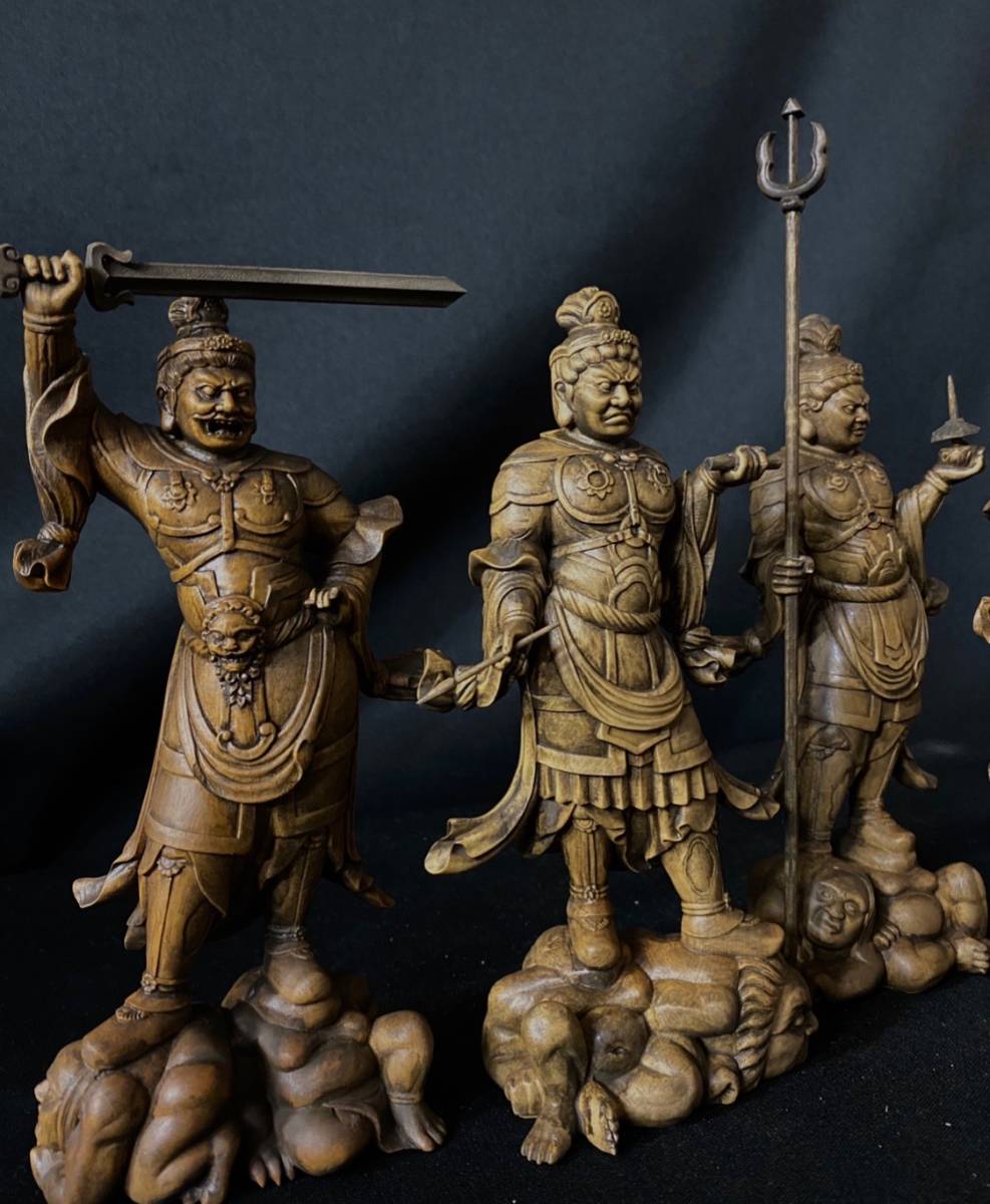 仏教工芸品 総柘植材 時代彫刻 古美術 木彫仏教 精密彫刻 仏師で