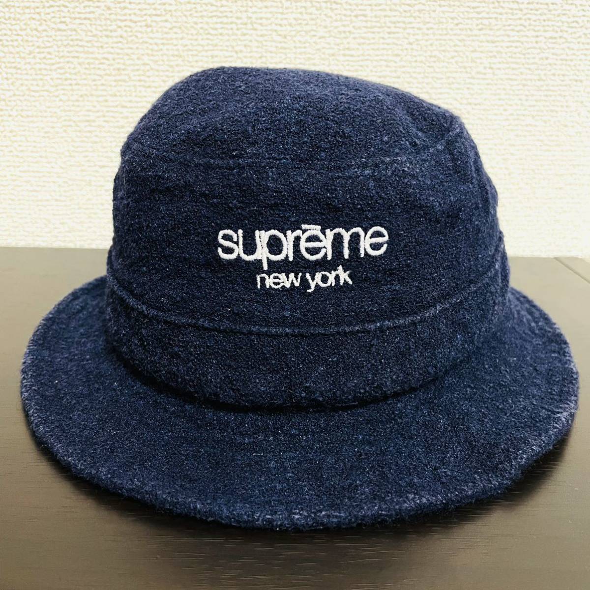 Supreme Classic Logo Terry Crusher Navy White M/L 21ss 2021年 紺 白 ネイビー クラシックロゴ テリー クラッシャー バケットハット