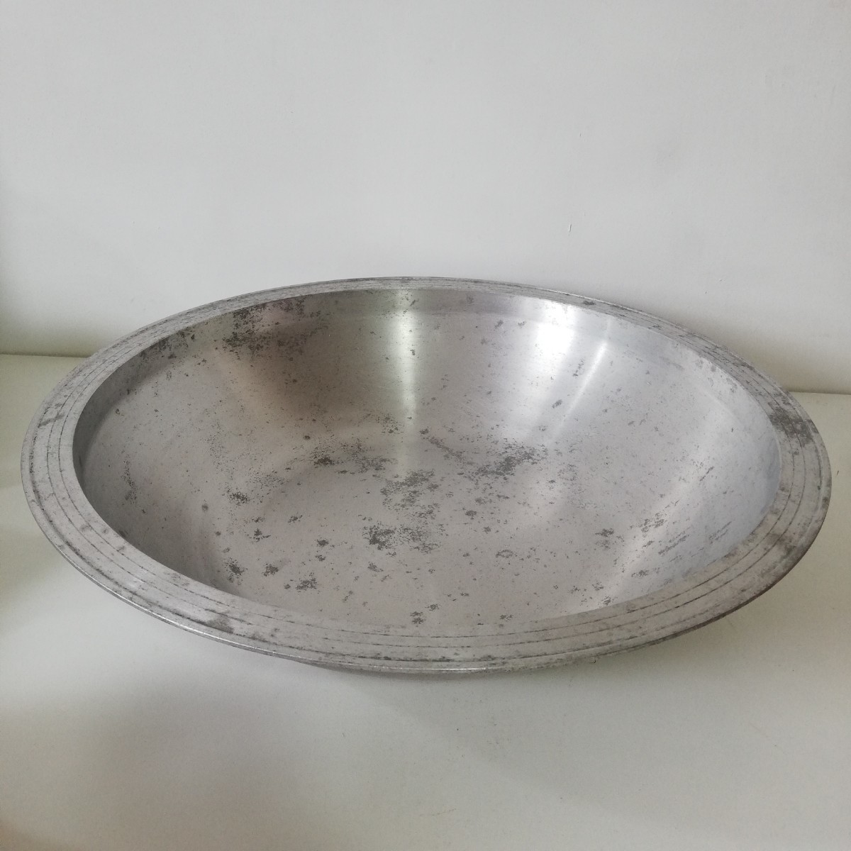 アルミ製 こね鉢 直径48cm ジャンク品 [再利用 リメイク 野菜洗い桶 大 