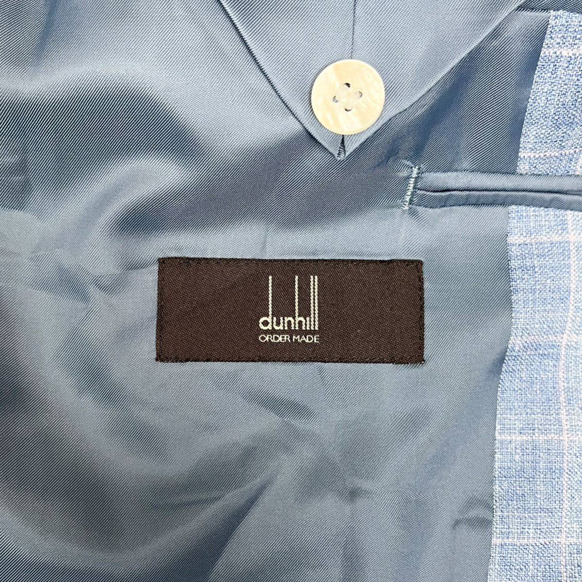 ダンヒル dunhill 最高級オーダー品 チェック格子柄 ライトブルー