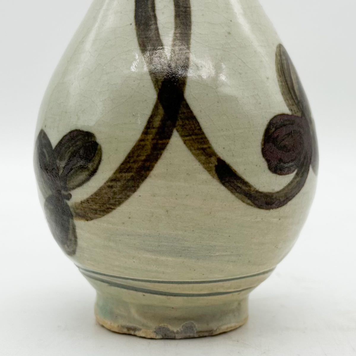 鶏龍山 鉄絵 徳利 」 木箱付 / 李朝 朝鮮古美術 酒器 茶器 煎茶道具
