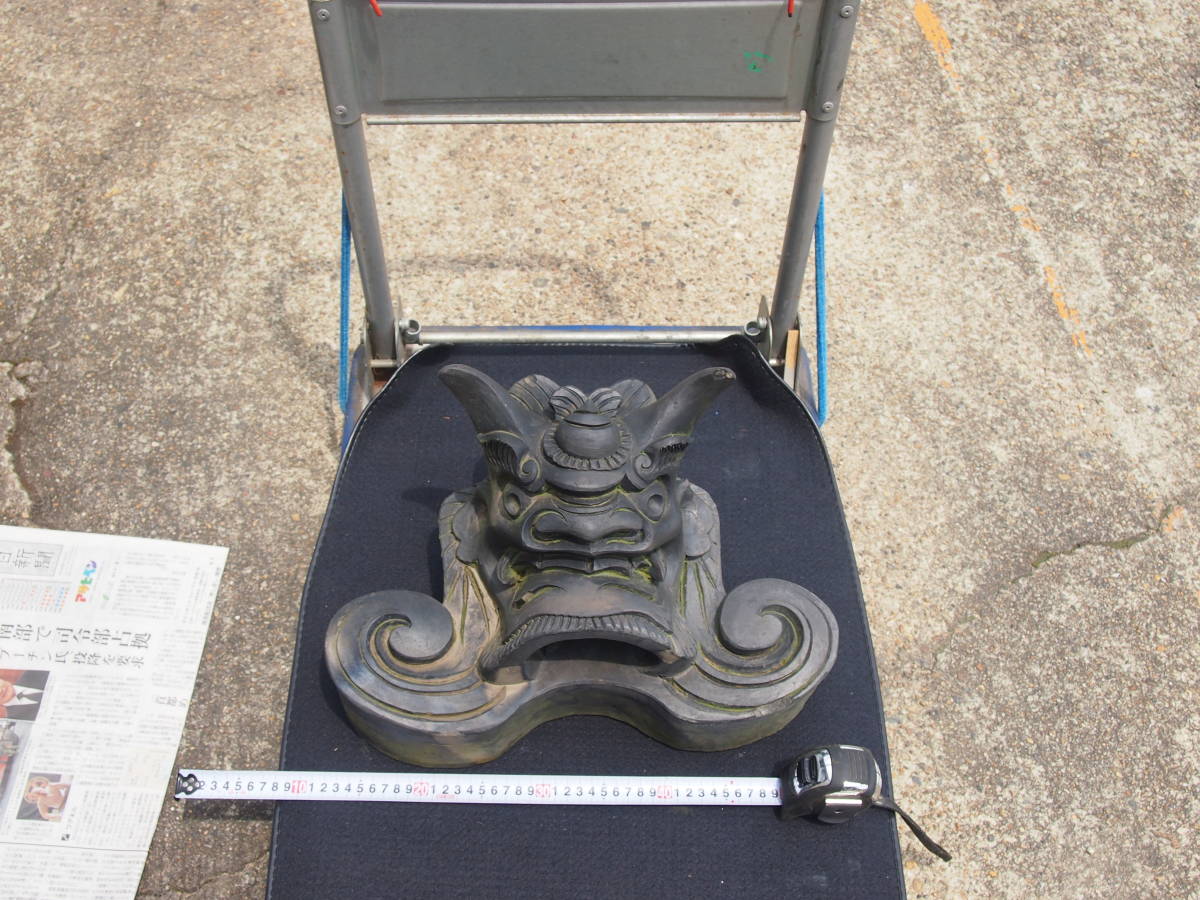 ６　江戸時代後期 古鬼瓦 角 牙 脚 阿吽の呼吸 男前鬼 神社仏閣 魔除け 瓦 ガーデニング 日本 焼物 縁起物 置物 古民家 お守り 家内安全
