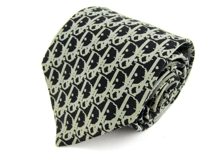 クリスチャンディオール シルク トロッター柄 総柄 ロゴグラム ブランド ネクタイ メンズ ブラック ブランド