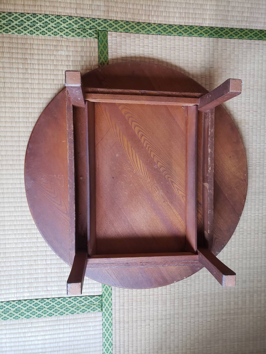 引取可能】昭和レトロ 木製 折りたたみ ちゃぶ台 丸テーブル 直径72cm