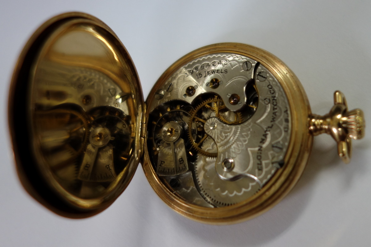 OH歴有・現状渡】【金資産】【赤字放出】14金無垢 ハンター 懐中時計 