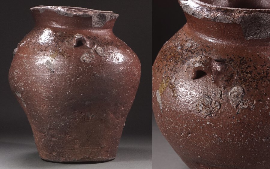 ∇花∇室町～桃山時代 古常滑自然釉三耳壷 高さ25cm