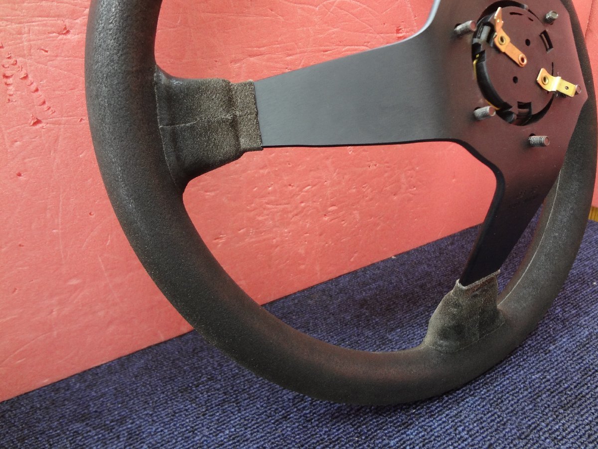 ディープコーンステアリング　スウェード　バックスキン　レッド 35cm 35Φ ディープコーンステアリング スウェード バックスキン レッド 35cm 35Φ