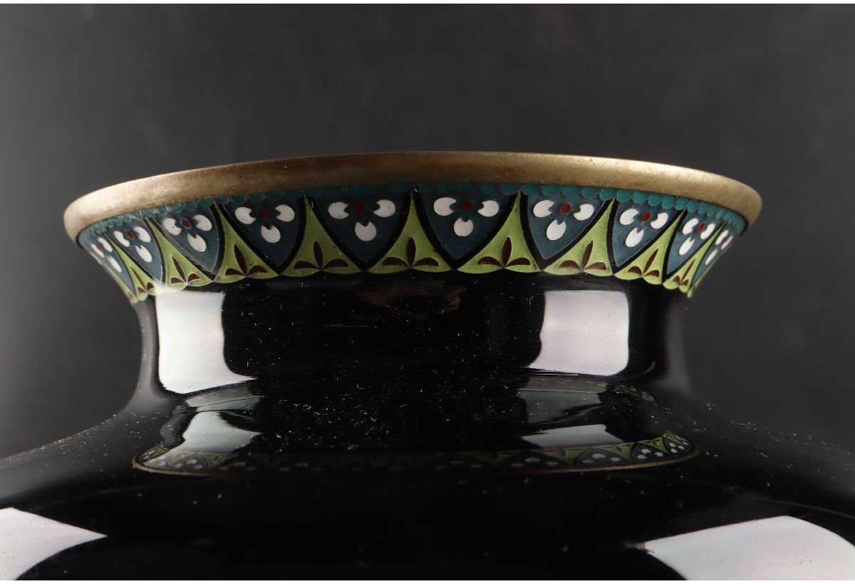 URA]中国美術/七宝鶴図花瓶/1725g・30.5cm/9-7-134 (検索)骨董/置物