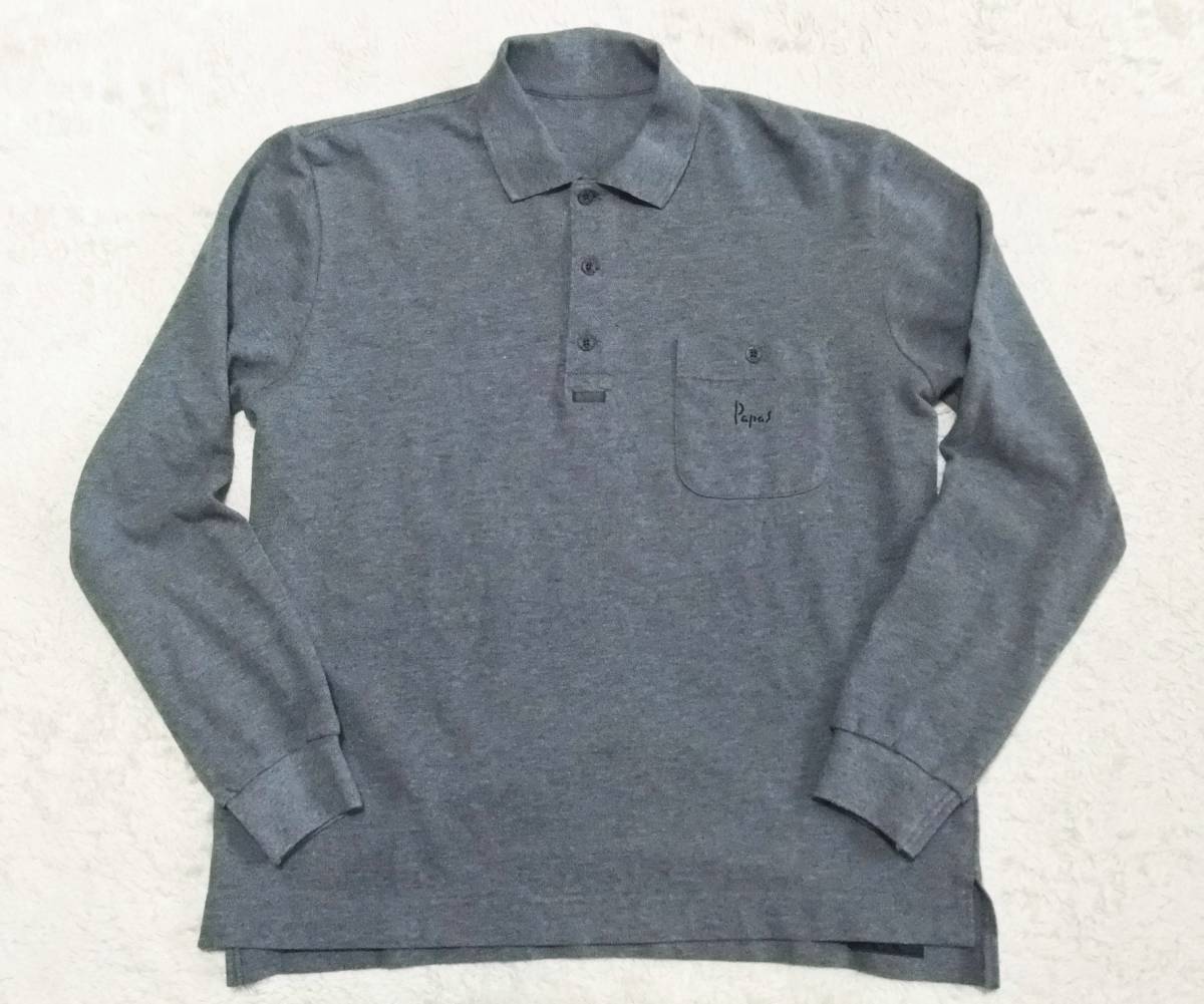 純正売筋品 papas（パパス）定番人気の長袖ポロシャツ 48/グレー・価格