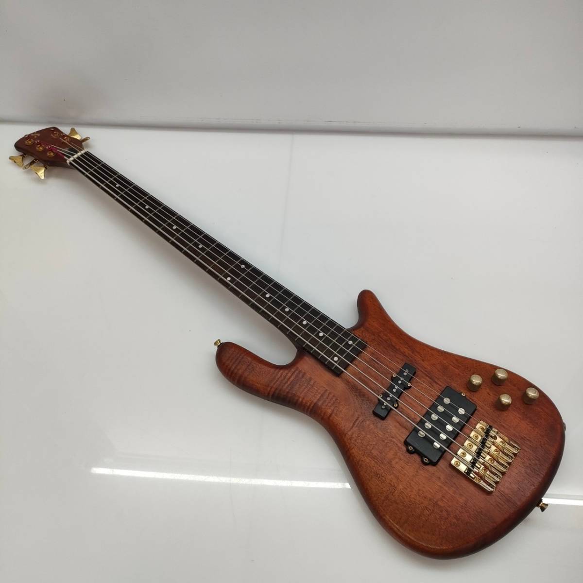 No.7930☆1円～【5弦ベース】エレキベース 木目調 ウッド調 メーカー 