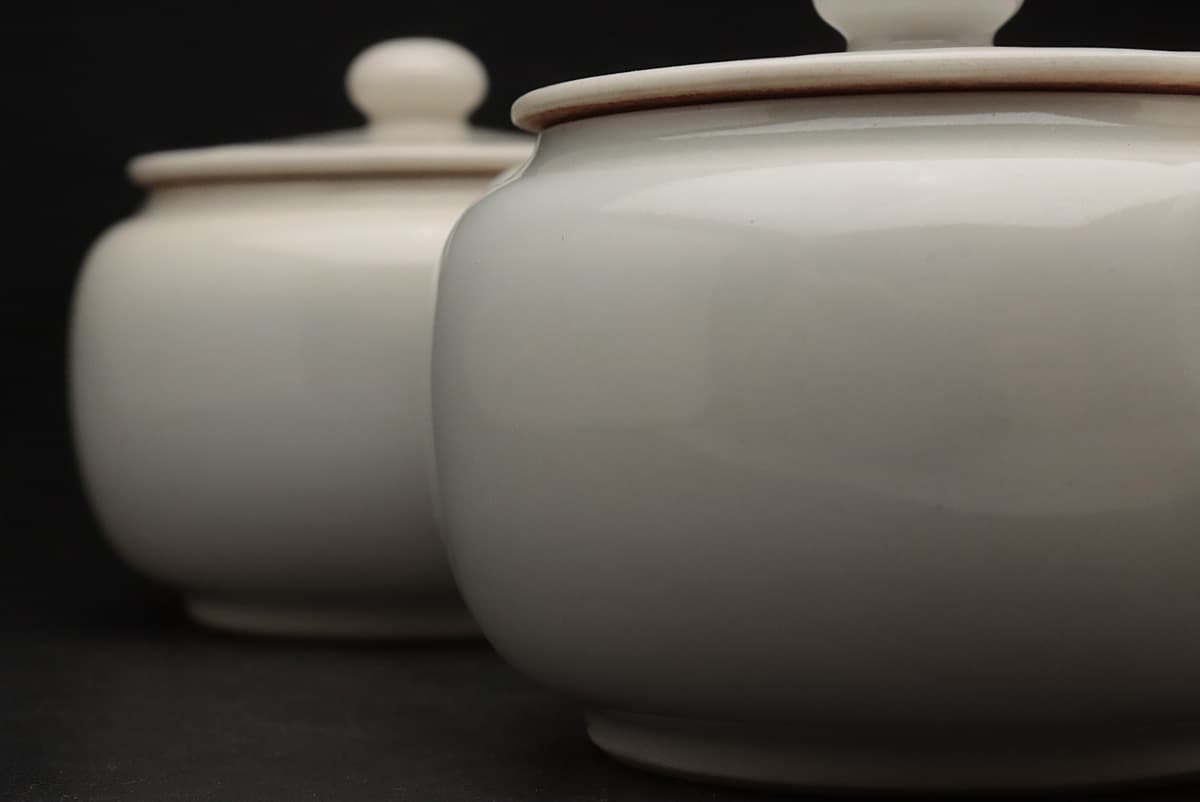 EL820 煎茶道具【真葛香斎 造/一茶花押】白磁 砲口 後手急須 一双
