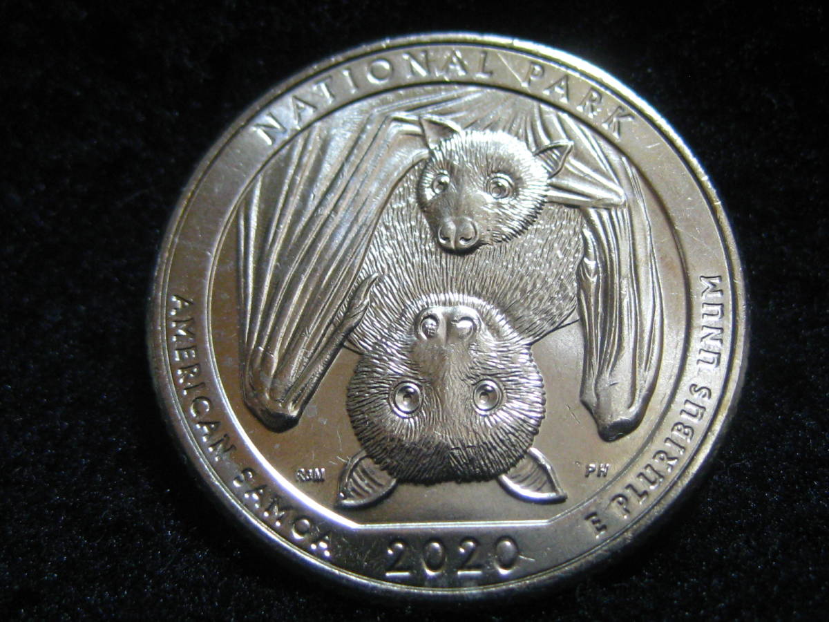 アメリカ領 サモア 25セント記念硬貨 クォーターダラー アメリカコイン 2020年 P 国立公園 コウモリ Bat 米国 海外貨幣 の入札履歴 -  入札者の順位