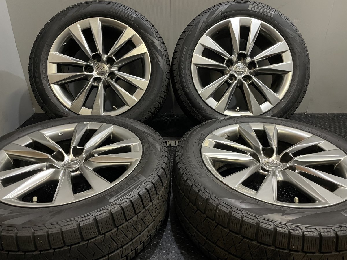 【PIRELLI ICE ASIMMETRICO 235/50R18】スタッドレス【LEXUS LS460/LS600h 後期 純正ホイール 18インチ 7.5J5HPCD120+32】バリ溝　(TB815)