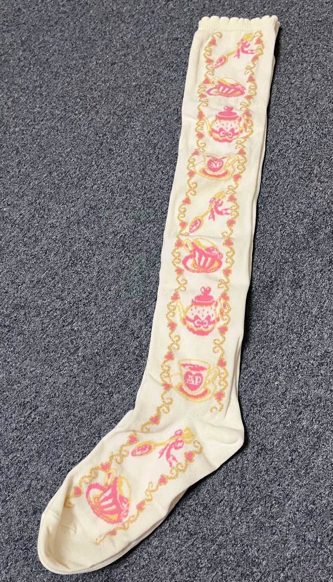 Angelic Pretty★【新品】ドリーミィボーダーオーバーニー タグ付き Angelic Pretty ドリーミィボーダーオーバーニー ラベンダー ソックス
