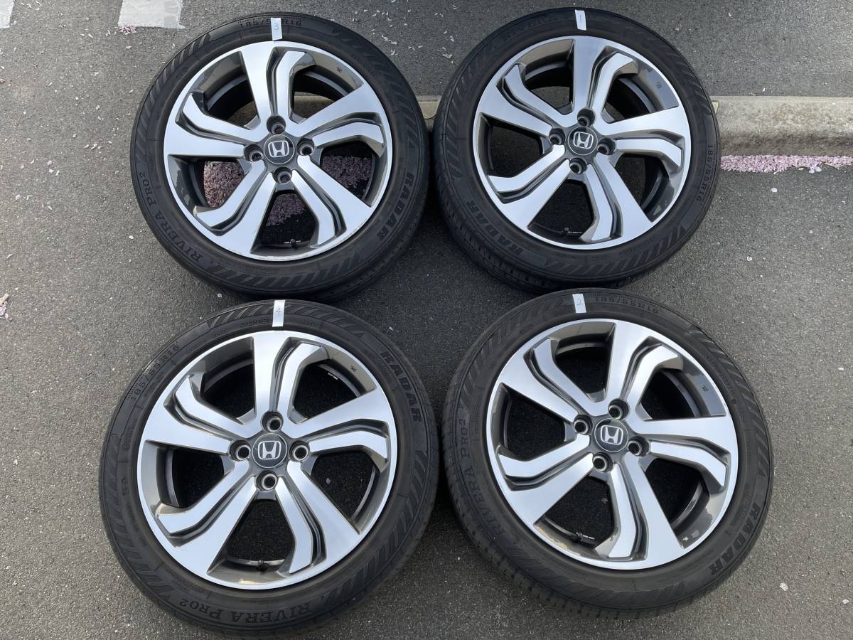 ☆ホンダ 純正アルミホイール、フィット、グレイス185/55R16 6J PCD100 4穴 タイヤ溝3-4mm サイドひび割れあり【送料一律8800円】☆