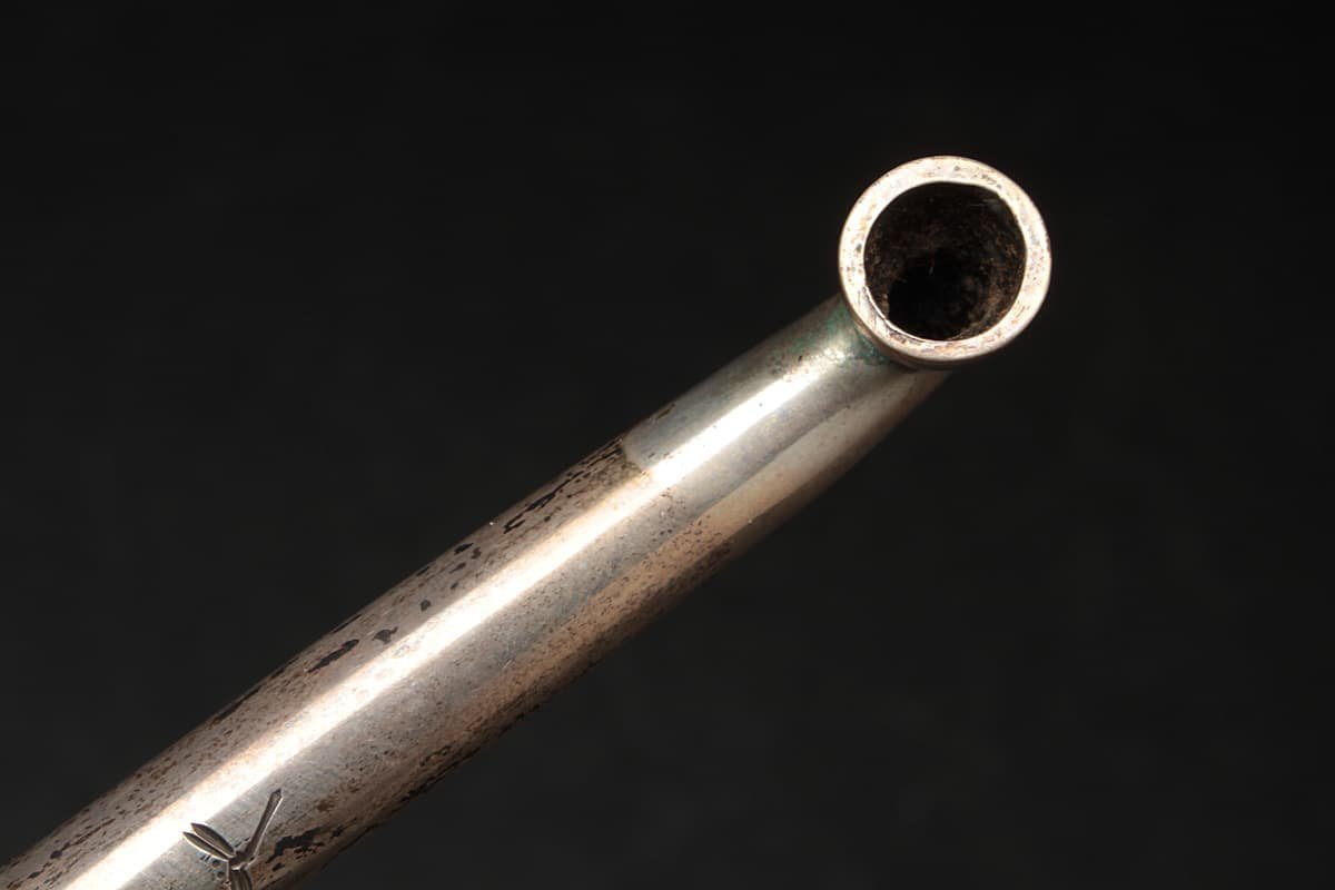 EL658 時代【光久 作】銀無垢煙管 全長19.3cm 重30g・銀煙管・銀延べ 