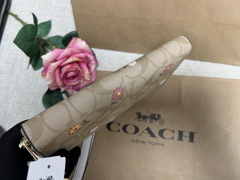 コーチ COACH 長財布 財布 シグネチャー 花柄 アコーディオン ラウンド
