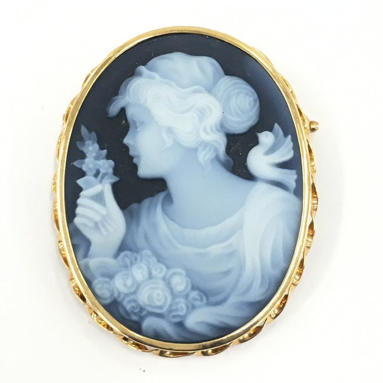 【BGAU6007】K18　カメオ　ブローチ　総重量9.9g