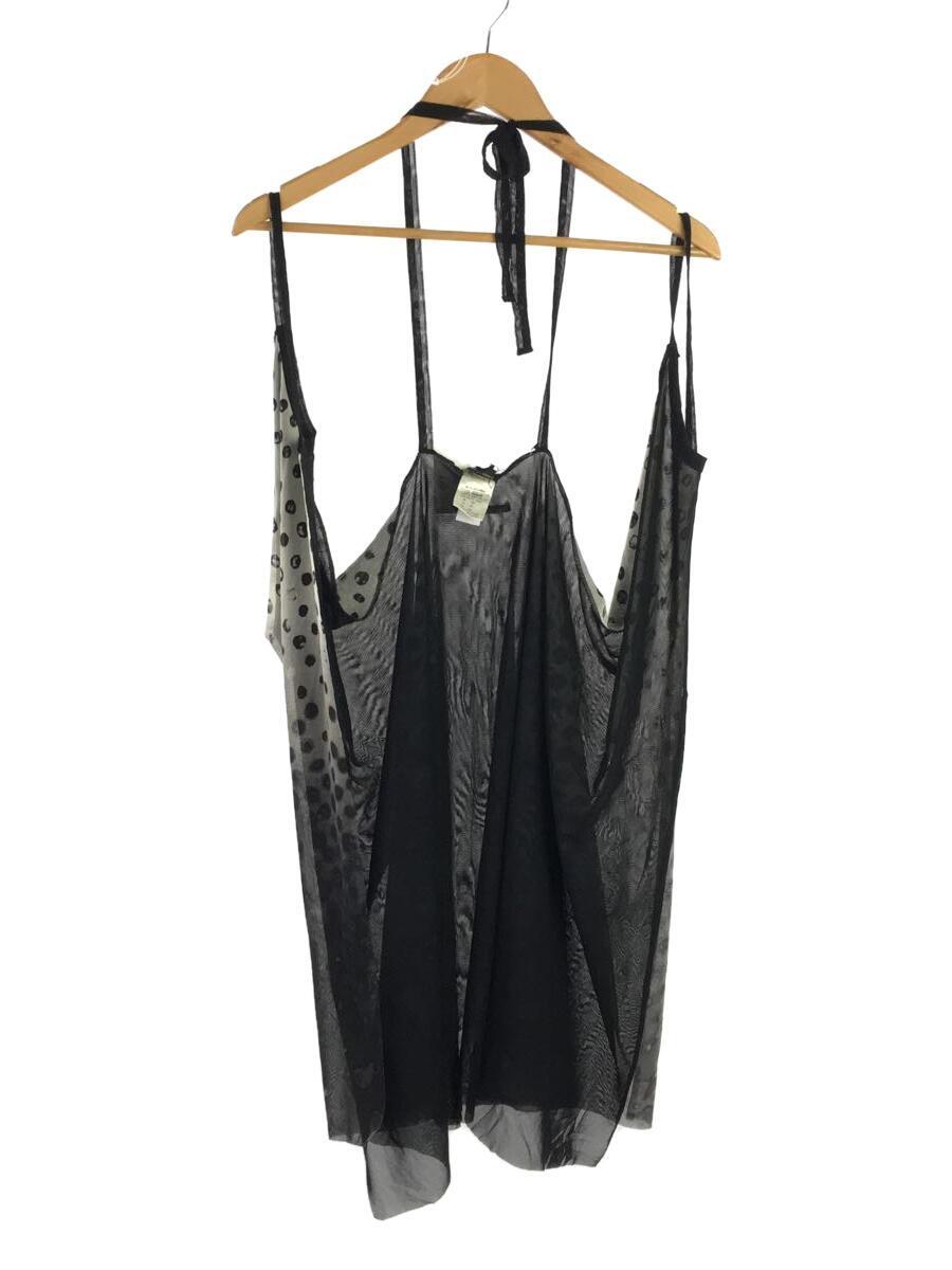 Jean Paul GAULTIER FEMME◆パワーネット/ラップワンピース/ノースリーブワンピース/40/ナイロン/BLK/総柄