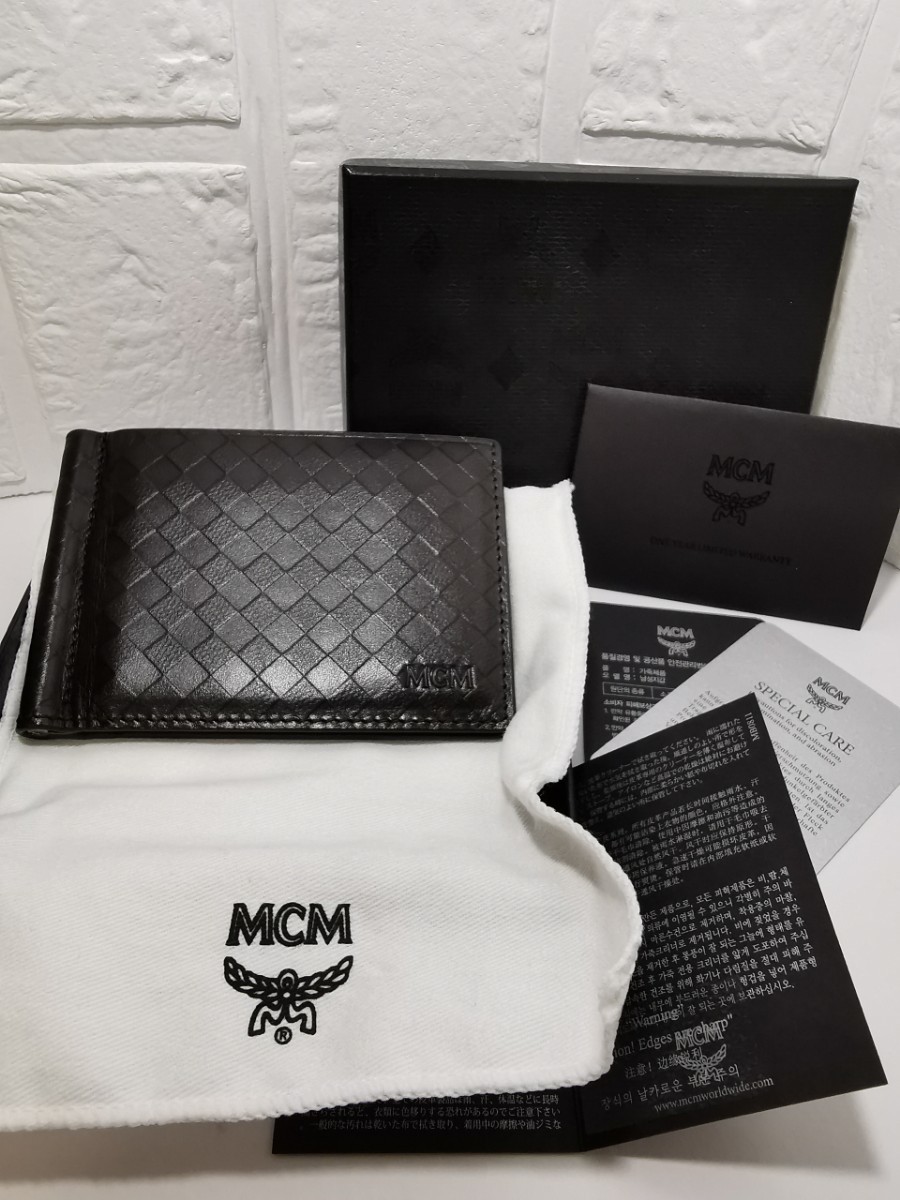 1円スタート【極美品/箱付き】MCM　エムシーエム（Mode Creation Munich）　財布　カードケース　マネークリップ付　MXC 3AND02　ブラック