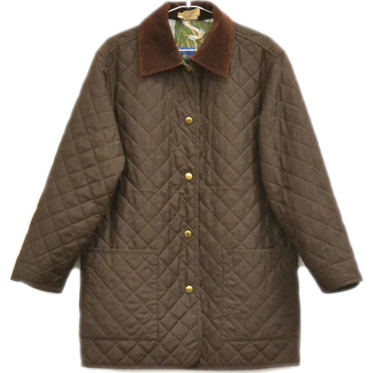 本物 サルヴァトーレ フェラガモ Salvatore Ferragamo キルティング コート ジャケット アウター XS ポリエステル ブラウン