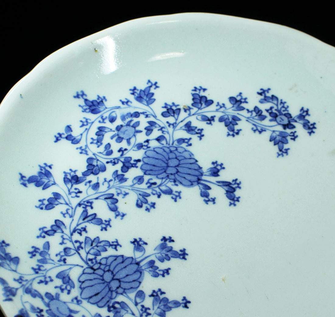 古伊万里 染付 花唐草 山水図 中皿 藍柿右衛門 江戸 2009