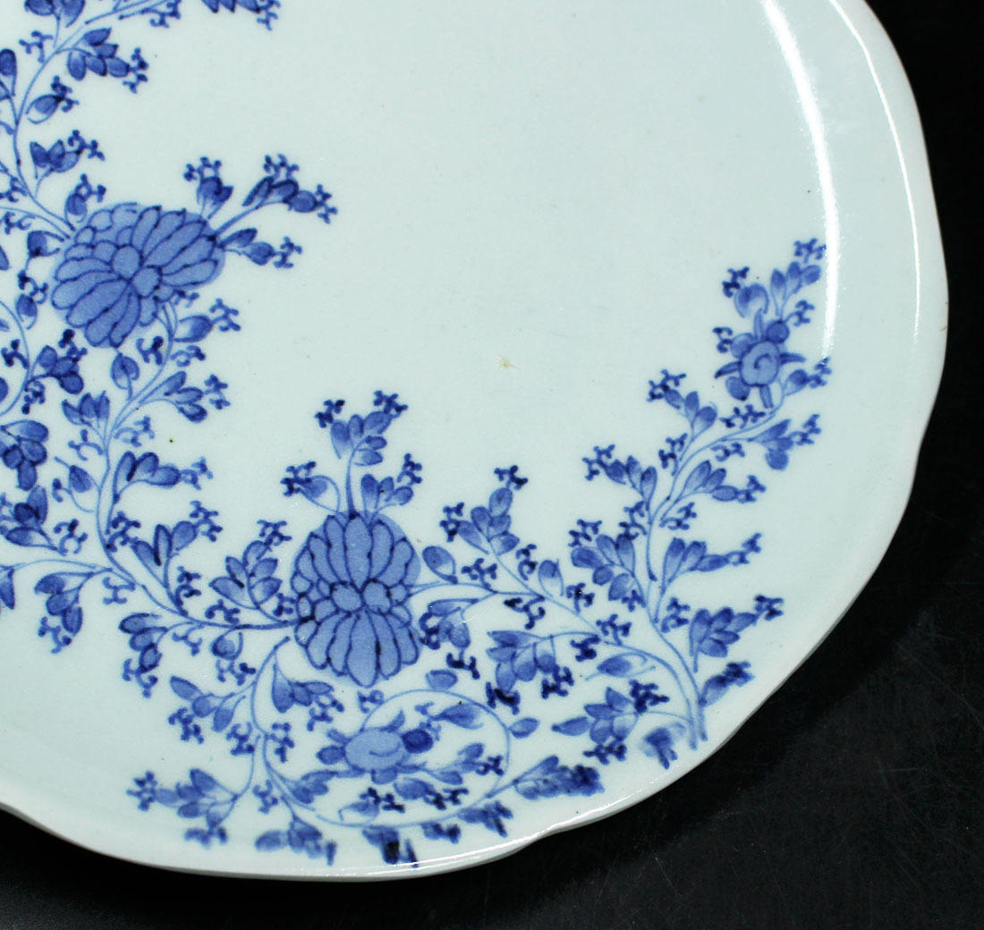 古伊万里 染付 花唐草 山水図 中皿 藍柿右衛門 江戸 2009