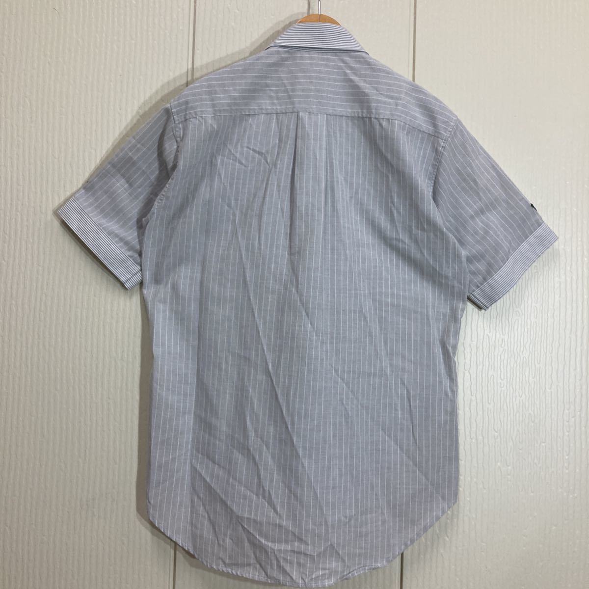 138 JR 東日本旧制服 盛夏シャツ 麻 サイズL ストライプ 半袖 鉄道部品 