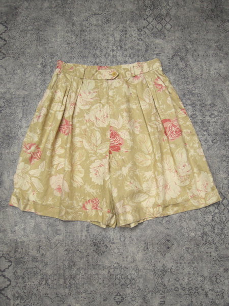 ローレンラルフローレン 総柄リネンキュロット◆レディースMサイズ程度(6)/花柄/カーキ/ベージュ/ピンク/LAUREN RALPH LAUREN