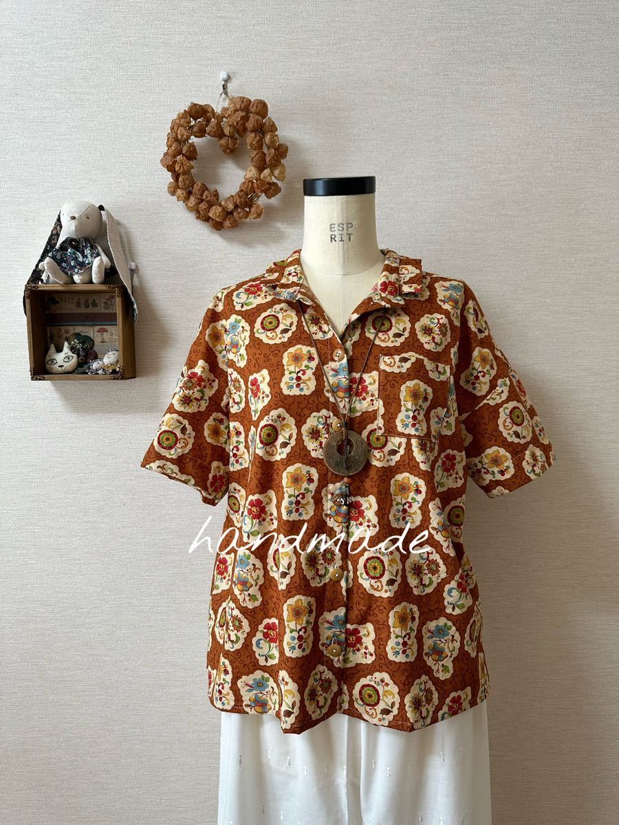 ハンドメイド　フリル　ブラウス　