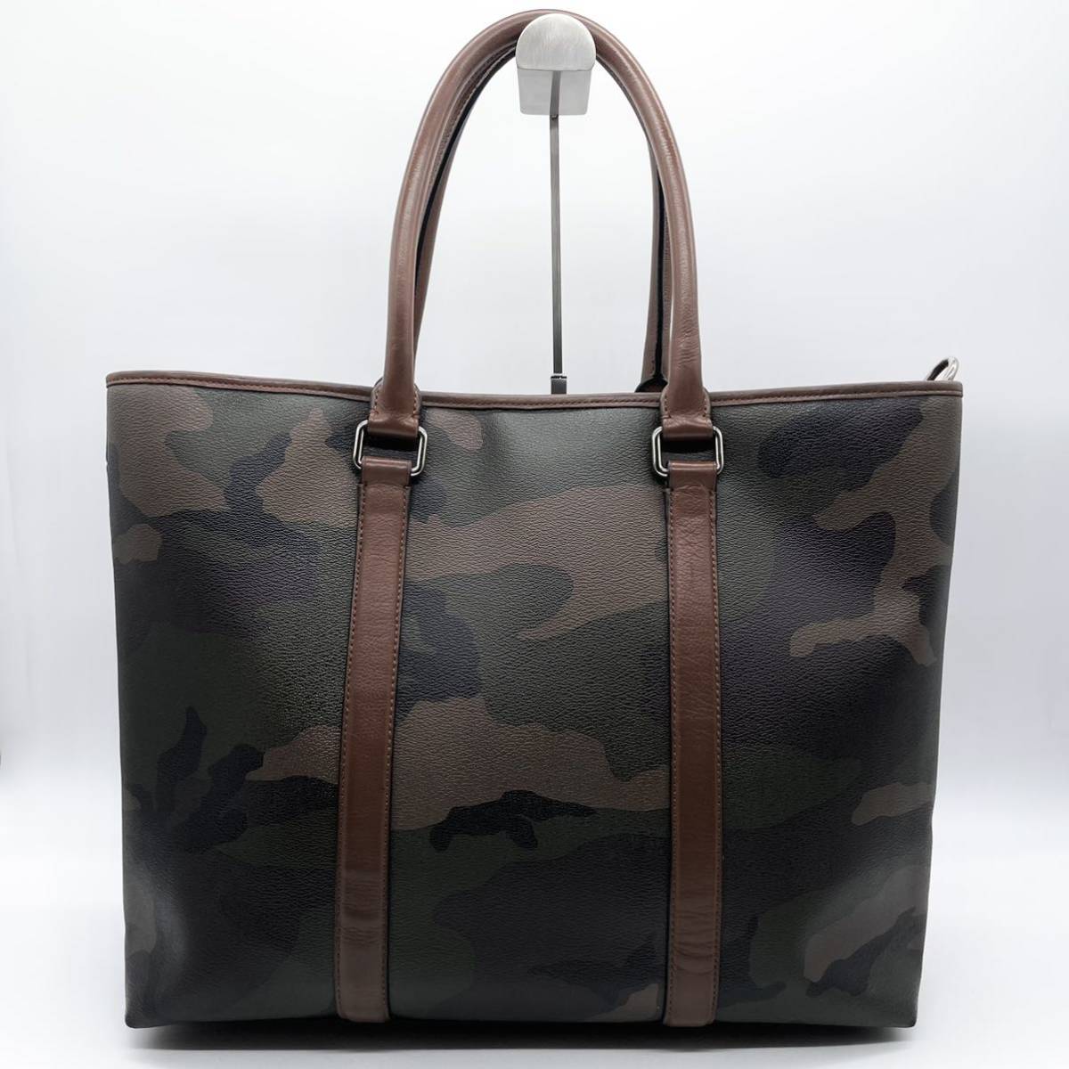 美品】COACH コーチ 2way トートバッグ グリーンカモフラージュ F55137 